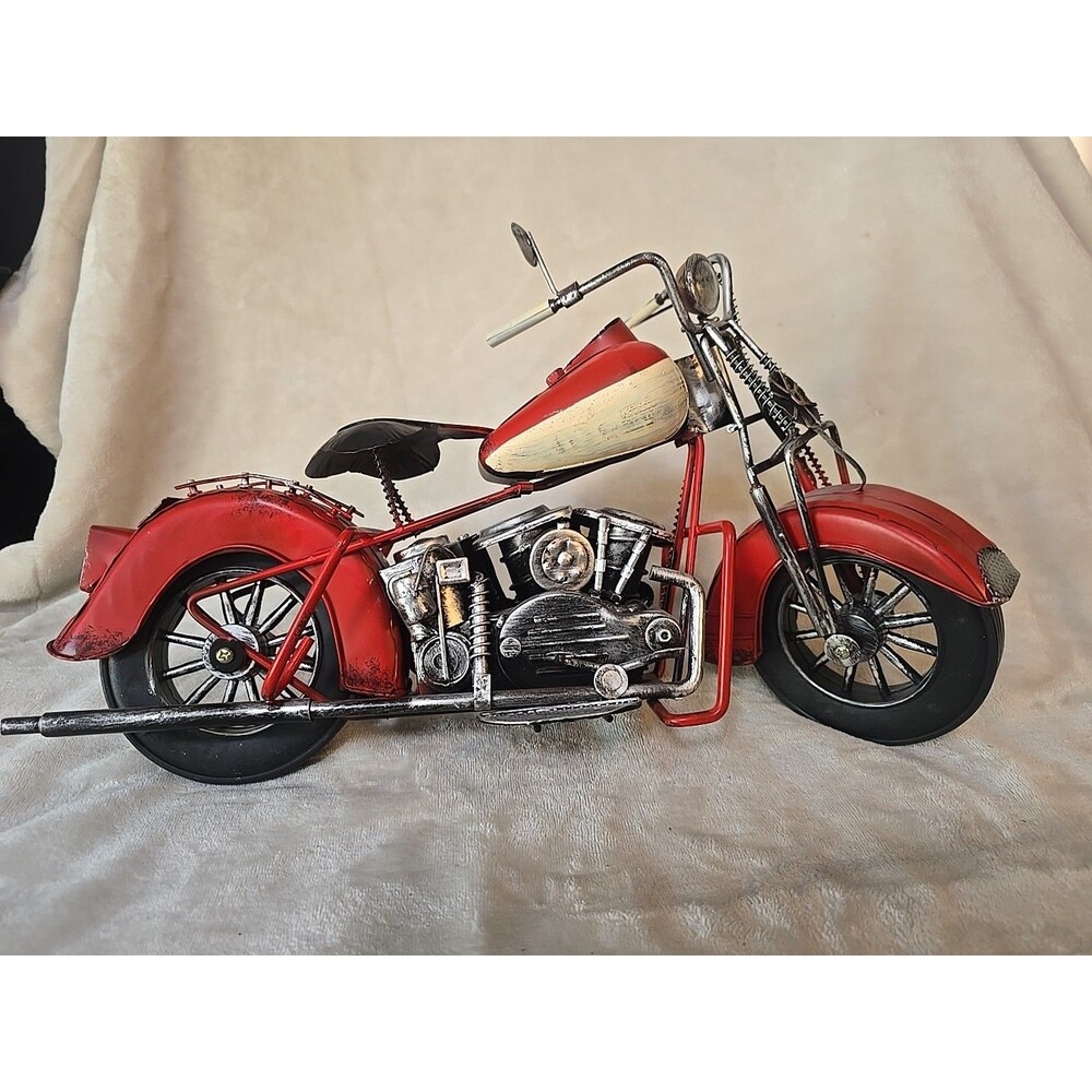 Red Metal Motorcycle Decoration Gandmade Metal Decor